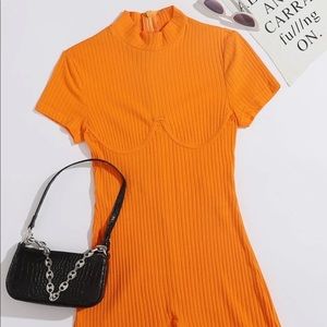 ORANGE MOCK NECK ROMPER